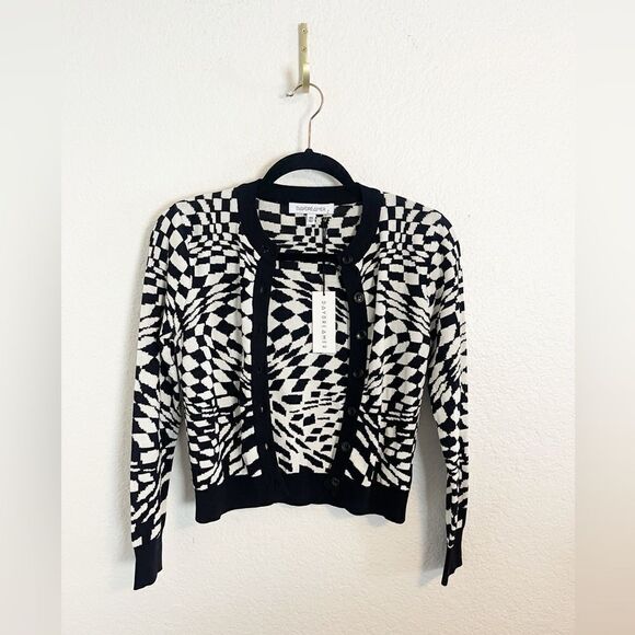 DAYDREAMER | Eclipse Wave Cardigan - Black White. XS. NWT - Picture 4 of 8